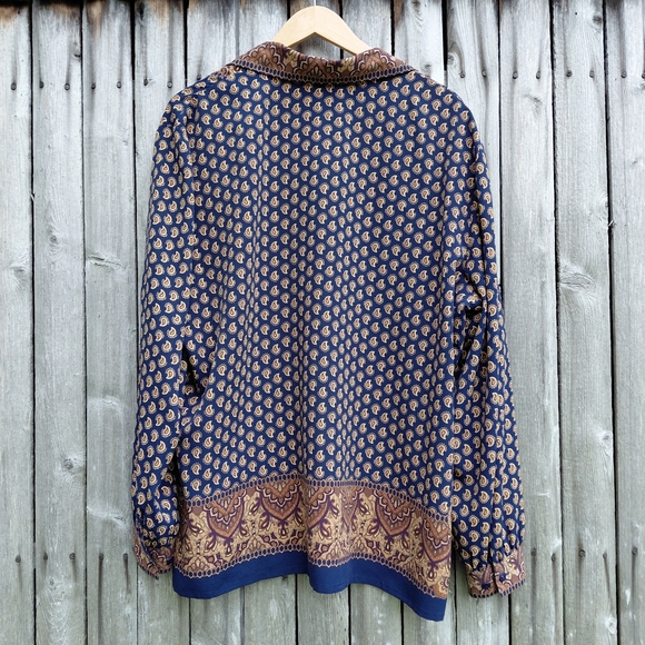 Vintage 80s Alia boho flowy button down caftan shirt Womens size 18 W - Picture 6 of 12